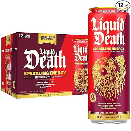 12-Pack 12-Ounce Liquid Death Sparkling Energy Drink (4 Flavors) $13.19 w/ S&S + Free Shipping w/ Prime or on $35+
