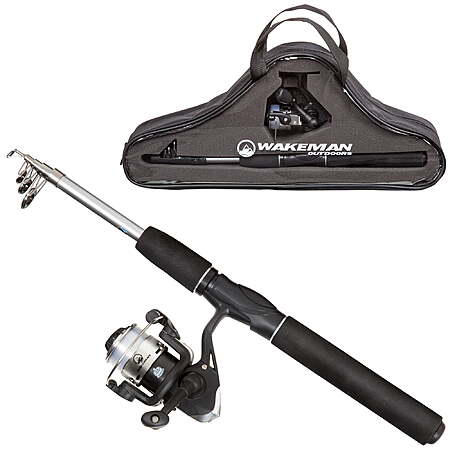 Wakeman Fiberglass Telescopic Fishing Rod w/ Size 20 Spinning Reel (Black) $18.54 + Free Shipping w/ Walmart+ or on $35+