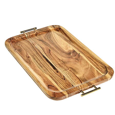 Better Homes & Gardens Acacia Wood Rectangular Tray w/ Gold Handles $19.96 + Free Shipping w/ Walmart+ or on $35+