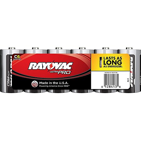 6-Count Rayovac Ultra Pro C Alkaline Batteries $5.98 w/ S&S + Free Shipping w/ Prime or on $35+