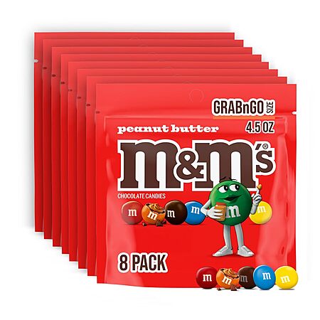 8-Pack 4.5-Ounce M&M's Peanut Butter Milk Chocolate Candy Resealable Bag $17.12 w/ S&S + Free Shipping w/ Prime or on $35+