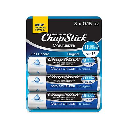 Select Accounts: 3-Pk 0.15-Oz ChapStick SPF 15 Original Lip Balm $2.15 w/ S&S