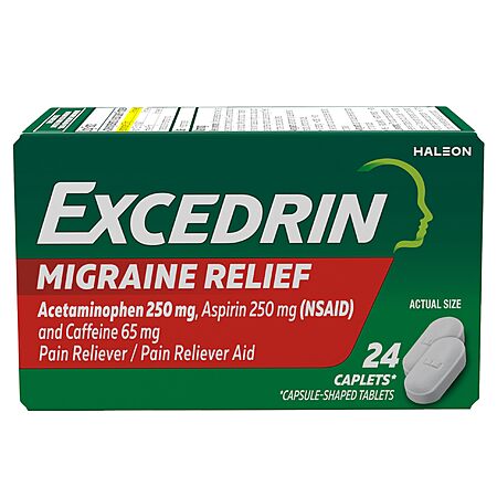 24-Count Excedrin Migraine Relief Caplets $2.73 w/ S&S + Free Shipping w/ Prime or on $35+