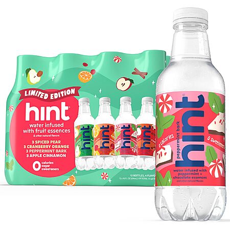 12-Pack 16-Ounce Hint Fruit-Infused Bottled Water (Winter Variety Pack) $10.89 w/ S&S + Free Shipping w/ Prime or on $35+