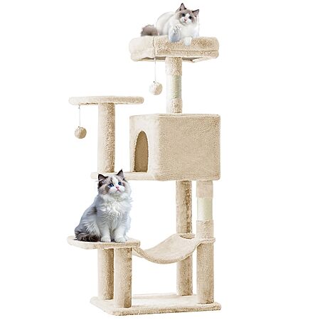 Sweetcrispy 44" Cat Tree Tower w/ Sisal Scratching Posts & Hammock (Beige) $29.93 + Free Shipping w/ Prime or on $35+