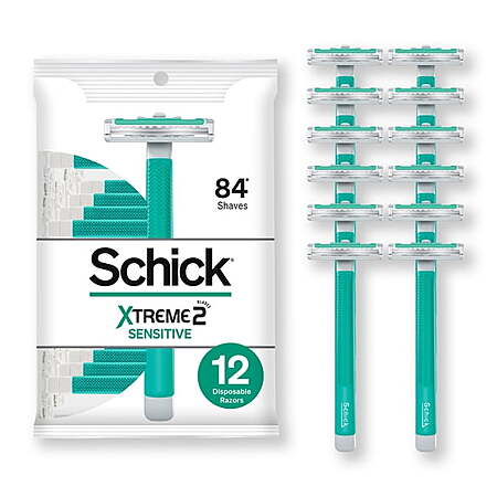 12-Count Schick Xtreme 2-Blade Sensitive Men's Disposable Razors w/ Vitamin E Strips + $3 Walmart Cash for $6.47 + Free Shipping w/ Walmart+ or on $35+
