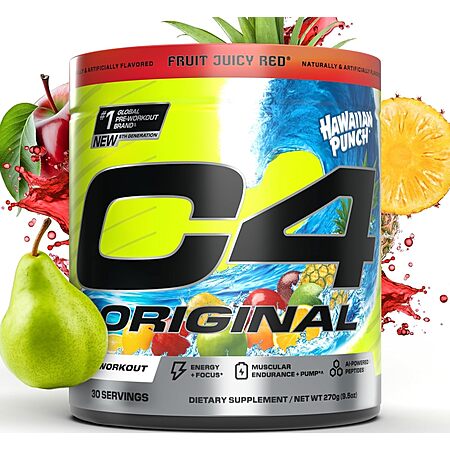 Prime: 30-Serving C4 Original Pre-Workout Powder (Hawaiian Punch Fruit Juicy Red) $14.70 w/ S&S + Free S&H