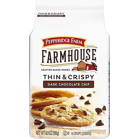 6.9-Oz Pepperidge Farm Farmhouse Thin & Crispy Dark Chocolate Chip Cookies $3.40 w/ S&S