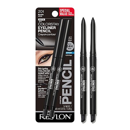 Select Accts: 2-pk Revlon ColorStay Pencil Waterproof Eyeliner (201 Black) $3.25 w/ S&S