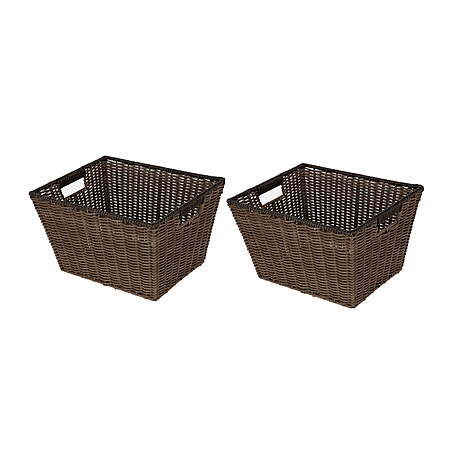 2-Pk Better Homes & Gardens Large Poly Rattan Storage Basket w/ Handles $5.20
