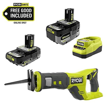 RYOBI ONE+ 18V HIGH PERFORMANCE 4Ah + 2Ah Battery + Reciprocating Saw Kit $99 + Free S&H