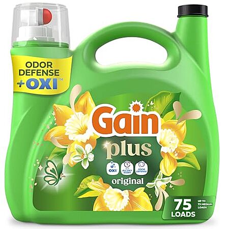Select Accts: 99-Oz Gain Plus w/ Oxi Liquid Laundry Detergent (Original Scent) $7.65 w/ S&S