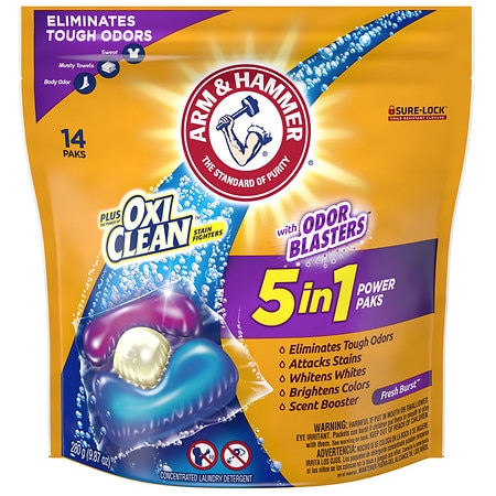 Arm & Hammer Laundry Products: 14-Ct Odor Blasters Plus Oxi Clean Power Paks $2 & More + Free Pickup on $10+