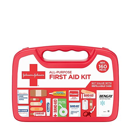 Select Accounts: 160-Pc Johnson & Johnson Compact All Purpose First Aid Kit $10.10 w/ S&S
