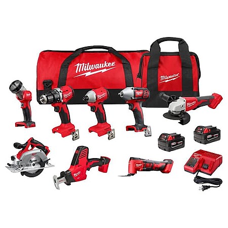 8-Tool Milwaukee M18 18V Li-Ion Cordless Combo Kit w/ 2 Batteries & Charger $649 + Free S&H