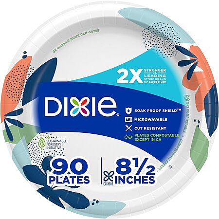 90-Count 8.5" Dixie Disposable Paper Plates $5.10 w/ S&S + Free Shipping w/ Prime or on $35+