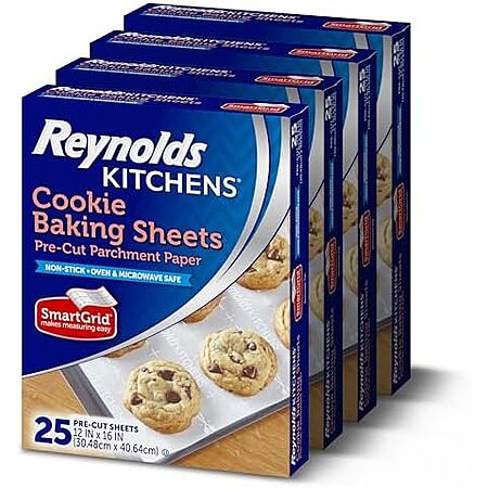 4-Pack 25-Count Reynolds Kitchens Parchment Baking Sheets (12" x 16", 100 Total) $11.07 w/ S&S + Free Shipping w/ Prime or on $35+