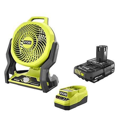 RYOBI ONE+ 18V Cordless Hybrid Whisper Series 7-1/2" Fan w/ 2.0 Ah Battery & Charger $80 + Free S&H