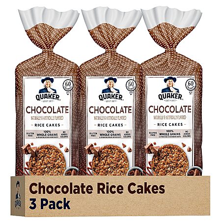 3-Pack 7.23-Oz Quaker Large Chocolate Rice Cakes $8.61 w/ S&S + Free Shipping w/ Prime or on $35+