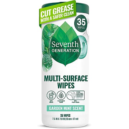 35-Count Seventh Generation Multi-Surface Cleaning Wipes (Garden Mint) $3.03 w/ S&S + Free Shipping w/ Prime or on $35+
