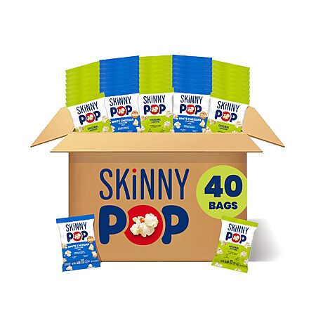 40-Pack 0.5-Oz SkinnyPop Original & White Cheddar Popcorn Variety Pack $16.32 ($0.41 ea) + Free Shipping w/ Prime or on $35+