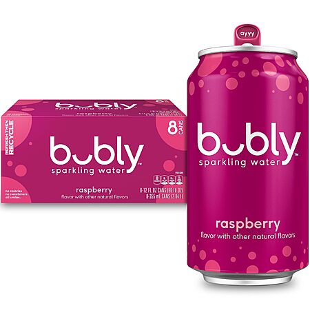 8-Pack 12-Oz Bubly Raspberry Sparkling Water $3.21 w/ S&S + Free Shipping w/ Prime or on $35+