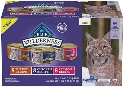 24-Count 5.5-Oz Blue Buffalo Wilderness High Protein Grain-Free Adult Paté Wet Cat Food (Chicken, Salmon & Turkey Variety) $24 w/ S&S + Free Shipping w/ Prime or on $35+