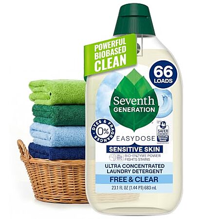 23.1-Oz Seventh Generation Ultra Concentrated EasyDose Liquid Laundry Detergent, Free & Clear (66 Loads) $6.34 w/ S&S + Free Shipping w/ Prime or on $35+