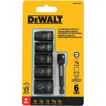 Bomgaars: 6-Pc DeWALT 3/8" Drive Impact Socket Set (SAE or Metric) $8 or Less + Free Pickup