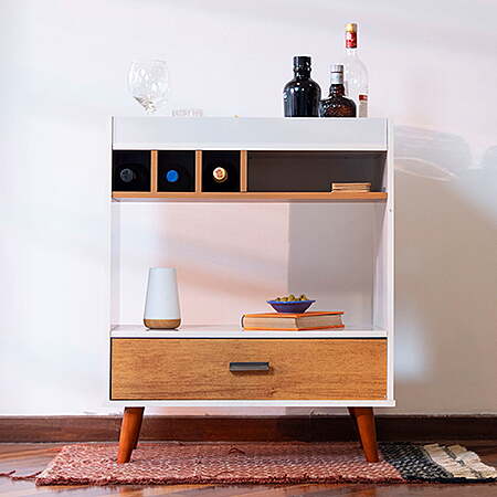 Ember Interiors Modern Bar Cabinet w/ Wine Rack (White Brown) $51.10 + Free S&H