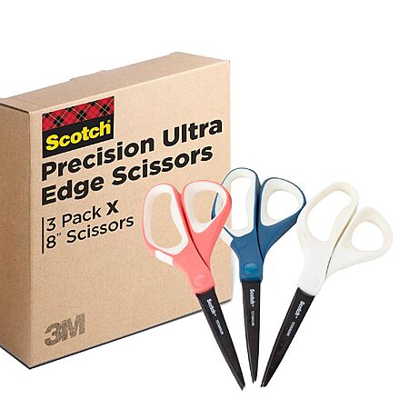 3-Pack Scotch 8" Precision Ultra Edge Non-Stick Scissors $8.39 + Free Shipping w/ Prime or on $35+