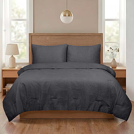 3-Pc Mainstays Waffle Comforter Set w/ Matching Shams (Full/Queen or King)
