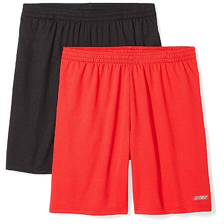 [Prime] 2-Pack Amazon Essentials Men's Loose-Fit Athletic Basketball Shorts (Black/Red) from $6.32 + Free Shipping