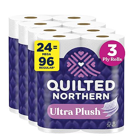 [Prime, SnS] $17.08* | 24-Count 255-Sheets Quilted Northern 3-Ply Toilet Paper Mega Rolls (Ultra Plush) at Amazon (71.2￠ each)