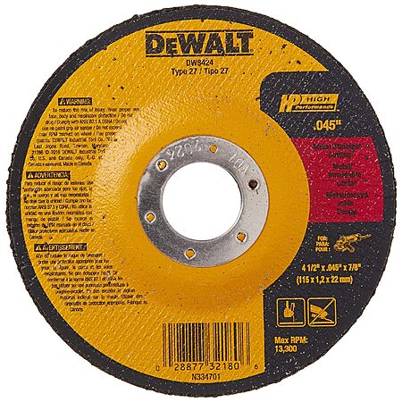 DEWALT 4-1/2" x .045" Thin Cutting Wheel (DW8424) $1.53 + Free Shipping w/ Prime or on $35+