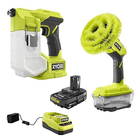 Ryobi ONE+ 18V Cordless Compact Power Scrubber Kit w/ 2.0Ah Battery, Charger & Chemical Handheld Sprayer $98.97 + Free Shipping