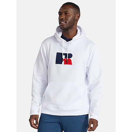 Russell Athletic Men's Pullover Hoodie w/ Flocked Chenille Logo Patch ...