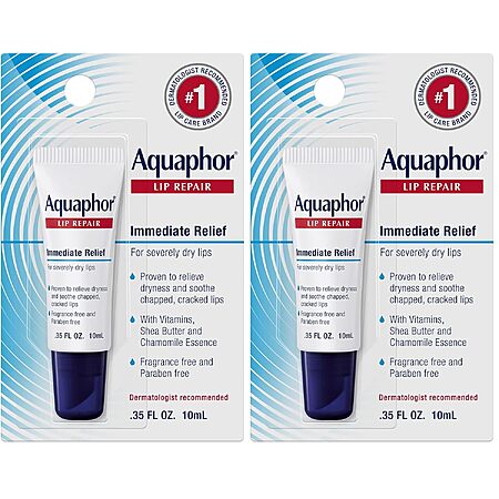 2-Pk 0.35-Oz Aquaphor Lip Repair Ointment Tubes $5 w/ S&S