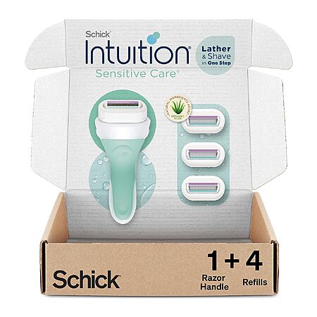 Schick Intuition Sensitive Skin Women's Razor w/ 4 Blade Refills & Organic Aloe $9.59 w/ S&S