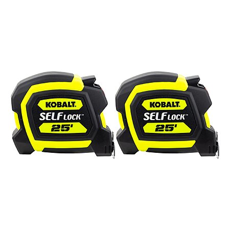 2-Pack Kobalt 25' Self-Lock Tape Measure (Yellow) $11.98 + Free Store Pickup at Lowe's or Free Shipping on $35+