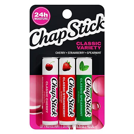 3-Pack 0.15-Oz ChapStick Classic Lip Balm Sticks (Cherry, Strawberry & Spearmint) $2.33 w/ S&S