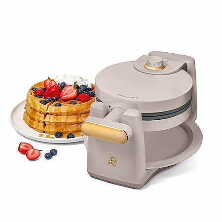 Beautiful by Drew Barrymore 900W Rotating Belgian Waffle Maker (Porcini Taupe)