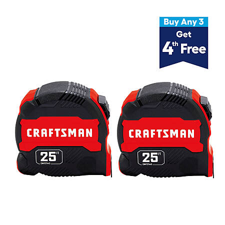 2-Pack Craftsman 25' Compact Easy Grip Tape Measure (CMHT95625S)