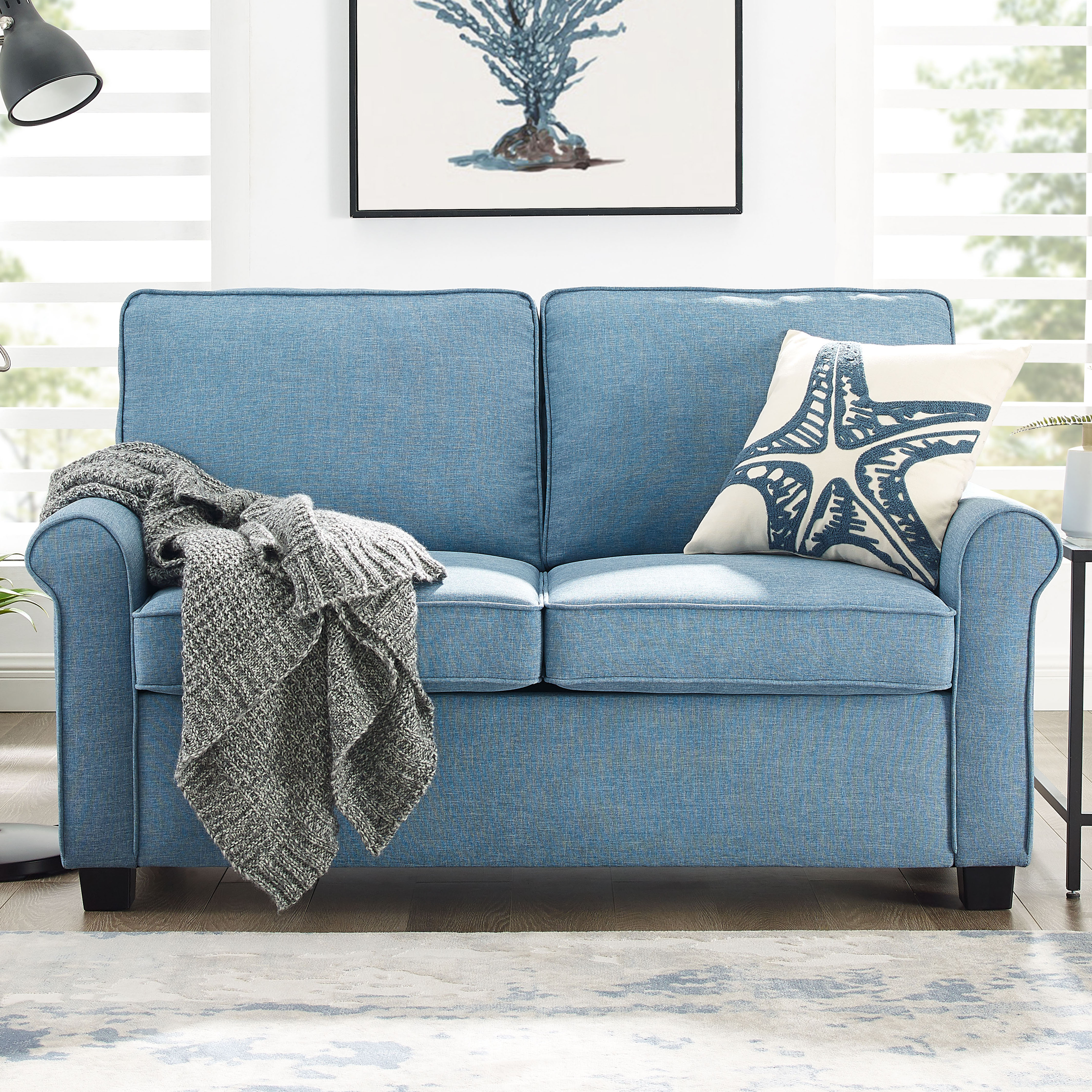 Mainstays Traditional Loveseat Sleeper with Memory Foam Mattress (Blue, Black, Burgundy, Gray) $329 + Free Shipping