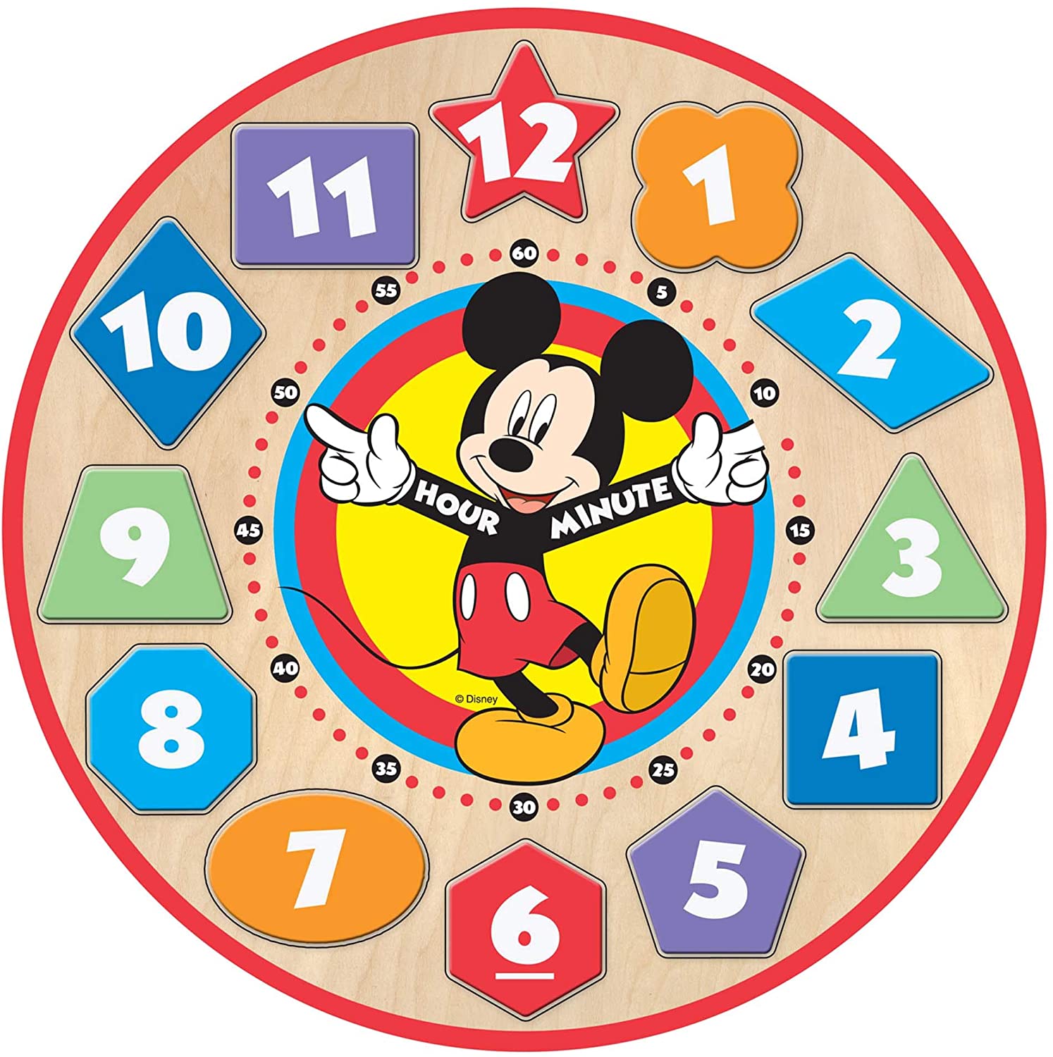 Melissa & Doug Disney Mickey Mouse Wooden Shape Toy Sorting Clock $7 + Free S&H w/ Prime or $25+