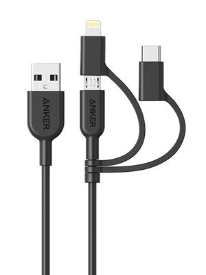 AMAZON - Anker Powerline II 3-in-1 Cable, Lightning/Type C/Micro USB Cable 11.24 with Promo Code $11.24