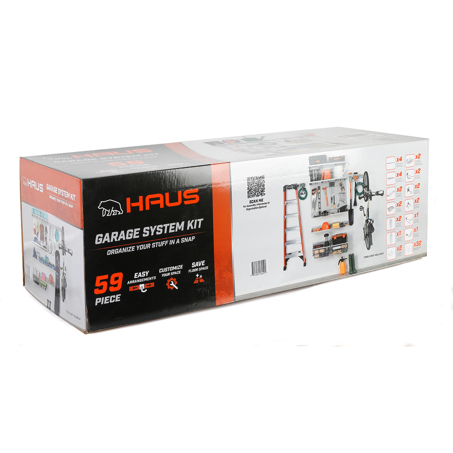 Haus garage organization system extra hooks clearance