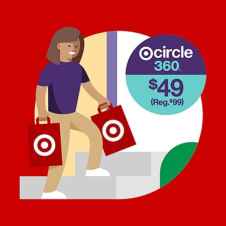YMMV Target bonus offer, 50% off Target Circle 360 Annual Membership, $49 or as low as $24, regular $99, $15 reward on $125 purchase