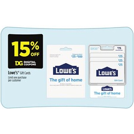 15% Off Lowe's Gift Cards!