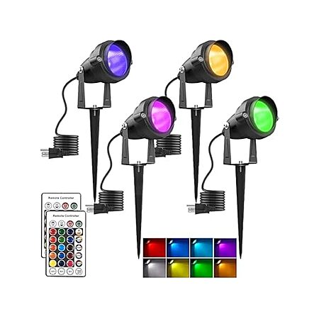 4 pack LED RGB color changing with timer Halloween spotlights with ...